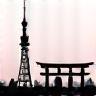 Illustration of a iconic Tokyo landmark like Tokyo Skytree or a temple.